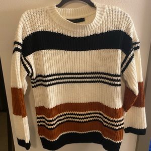 Color block white, black, burnt orange sweater